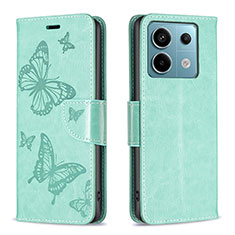 Leather Case Stands Butterfly Flip Cover Holder B01F for Xiaomi Redmi Note 13 Pro 5G Green