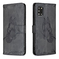 Leather Case Stands Butterfly Flip Cover Holder B02F for Samsung Galaxy A31 Black