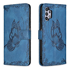 Leather Case Stands Butterfly Flip Cover Holder B02F for Samsung Galaxy A32 4G Blue