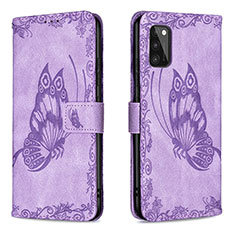 Leather Case Stands Butterfly Flip Cover Holder B02F for Samsung Galaxy A41 Clove Purple
