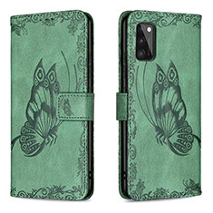 Leather Case Stands Butterfly Flip Cover Holder B02F for Samsung Galaxy A41 Green