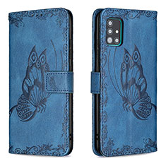 Leather Case Stands Butterfly Flip Cover Holder B02F for Samsung Galaxy A51 4G Blue