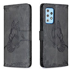 Leather Case Stands Butterfly Flip Cover Holder B02F for Samsung Galaxy A52 5G Black