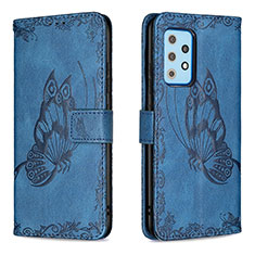 Leather Case Stands Butterfly Flip Cover Holder B02F for Samsung Galaxy A52 5G Blue