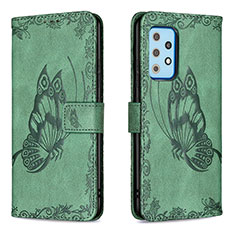 Leather Case Stands Butterfly Flip Cover Holder B02F for Samsung Galaxy A52 5G Green