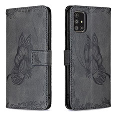 Leather Case Stands Butterfly Flip Cover Holder B02F for Samsung Galaxy A71 4G A715 Black