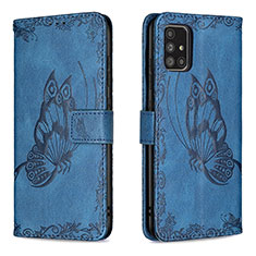 Leather Case Stands Butterfly Flip Cover Holder B02F for Samsung Galaxy A71 4G A715 Blue