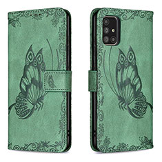 Leather Case Stands Butterfly Flip Cover Holder B02F for Samsung Galaxy A71 4G A715 Green