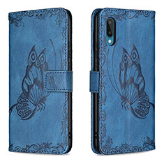 Leather Case Stands Butterfly Flip Cover Holder B02F for Samsung Galaxy M02 Blue