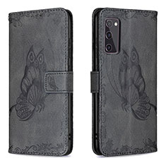 Leather Case Stands Butterfly Flip Cover Holder B02F for Samsung Galaxy S20 FE (2022) 5G Black