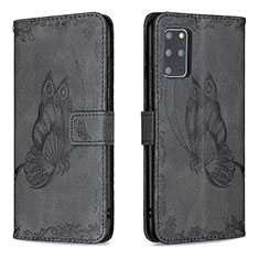 Leather Case Stands Butterfly Flip Cover Holder B02F for Samsung Galaxy S20 Plus 5G Black