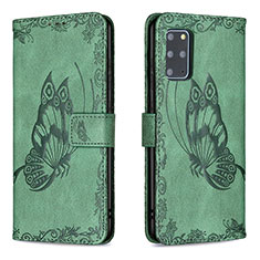 Leather Case Stands Butterfly Flip Cover Holder B02F for Samsung Galaxy S20 Plus 5G Green