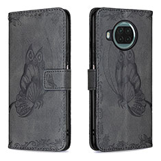 Leather Case Stands Butterfly Flip Cover Holder B02F for Xiaomi Mi 10i 5G Black