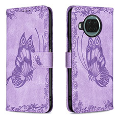Leather Case Stands Butterfly Flip Cover Holder B02F for Xiaomi Mi 10i 5G Clove Purple