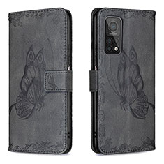 Leather Case Stands Butterfly Flip Cover Holder B02F for Xiaomi Mi 10T 5G Black