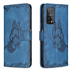 Leather Case Stands Butterfly Flip Cover Holder B02F for Xiaomi Mi 10T 5G Blue