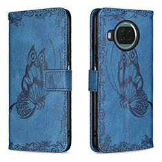 Leather Case Stands Butterfly Flip Cover Holder B02F for Xiaomi Mi 10T Lite 5G Blue