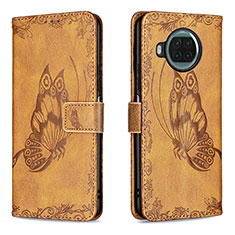 Leather Case Stands Butterfly Flip Cover Holder B02F for Xiaomi Mi 10T Lite 5G Brown
