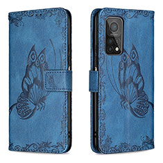 Leather Case Stands Butterfly Flip Cover Holder B02F for Xiaomi Mi 10T Pro 5G Blue