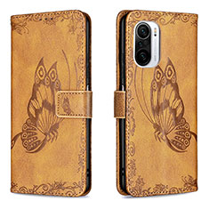 Leather Case Stands Butterfly Flip Cover Holder B02F for Xiaomi Mi 11X 5G Brown