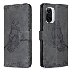 Leather Case Stands Butterfly Flip Cover Holder B02F for Xiaomi Mi 11X Pro 5G Black