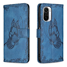 Leather Case Stands Butterfly Flip Cover Holder B02F for Xiaomi Mi 11X Pro 5G Blue