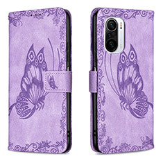 Leather Case Stands Butterfly Flip Cover Holder B02F for Xiaomi Mi 11X Pro 5G Clove Purple