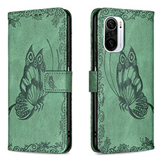 Leather Case Stands Butterfly Flip Cover Holder B02F for Xiaomi Mi 11X Pro 5G Green