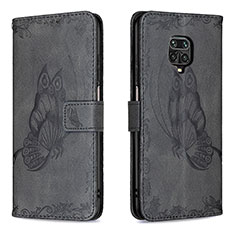 Leather Case Stands Butterfly Flip Cover Holder B02F for Xiaomi Poco M2 Pro Black