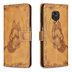 Leather Case Stands Butterfly Flip Cover Holder B02F for Xiaomi Poco M2 Pro Brown