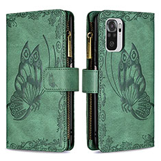 Leather Case Stands Butterfly Flip Cover Holder B02F for Xiaomi Poco M5S Green