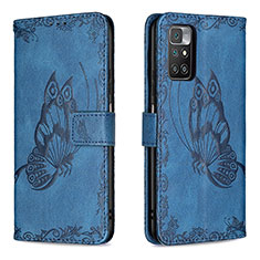 Leather Case Stands Butterfly Flip Cover Holder B02F for Xiaomi Redmi 10 (2022) Blue
