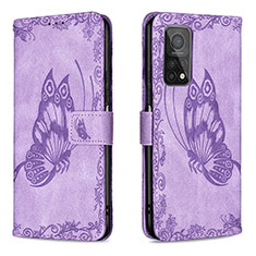 Leather Case Stands Butterfly Flip Cover Holder B02F for Xiaomi Redmi K30S 5G Clove Purple