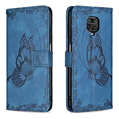 Leather Case Stands Butterfly Flip Cover Holder B02F for Xiaomi Redmi Note 9S Blue