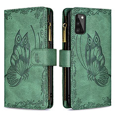 Leather Case Stands Butterfly Flip Cover Holder B03F for Samsung Galaxy A41 Green