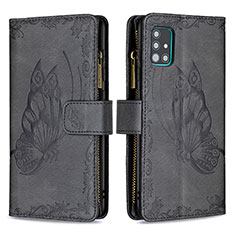Leather Case Stands Butterfly Flip Cover Holder B03F for Samsung Galaxy A51 4G Black