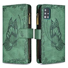 Leather Case Stands Butterfly Flip Cover Holder B03F for Samsung Galaxy A51 4G Green