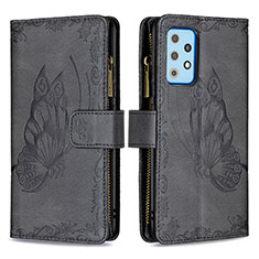 Leather Case Stands Butterfly Flip Cover Holder B03F for Samsung Galaxy A52 5G Black