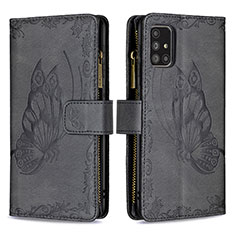 Leather Case Stands Butterfly Flip Cover Holder B03F for Samsung Galaxy A71 5G Black