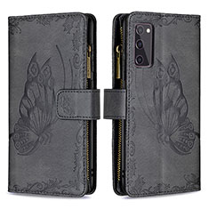 Leather Case Stands Butterfly Flip Cover Holder B03F for Samsung Galaxy S20 FE (2022) 5G Black