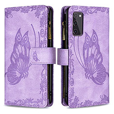 Leather Case Stands Butterfly Flip Cover Holder B03F for Samsung Galaxy S20 FE 5G Clove Purple