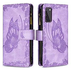 Leather Case Stands Butterfly Flip Cover Holder B03F for Samsung Galaxy S20 Lite 5G Clove Purple