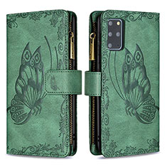 Leather Case Stands Butterfly Flip Cover Holder B03F for Samsung Galaxy S20 Plus 5G Green