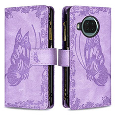 Leather Case Stands Butterfly Flip Cover Holder B03F for Xiaomi Mi 10i 5G Clove Purple