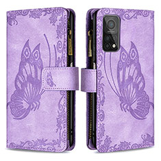 Leather Case Stands Butterfly Flip Cover Holder B03F for Xiaomi Mi 10T 5G Clove Purple