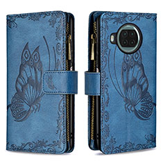 Leather Case Stands Butterfly Flip Cover Holder B03F for Xiaomi Mi 10T Lite 5G Blue