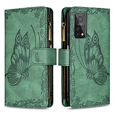 Leather Case Stands Butterfly Flip Cover Holder B03F for Xiaomi Mi 10T Pro 5G Green