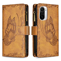 Leather Case Stands Butterfly Flip Cover Holder B03F for Xiaomi Mi 11X 5G Brown