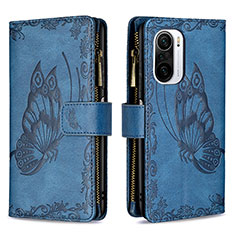 Leather Case Stands Butterfly Flip Cover Holder B03F for Xiaomi Mi 11X Pro 5G Blue
