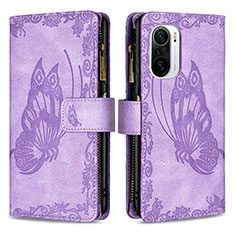 Leather Case Stands Butterfly Flip Cover Holder B03F for Xiaomi Mi 11X Pro 5G Clove Purple